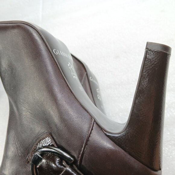 Gianni Bini Dark Brown Leather Knee High Stiletto Boots Women's 8 18¾" Shaft VG - Picture 15 of 15
